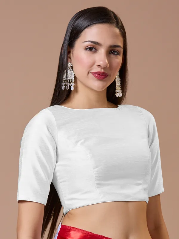 White silk readymade blouse
