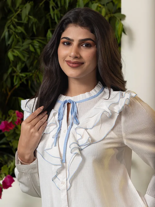 White silk top for women