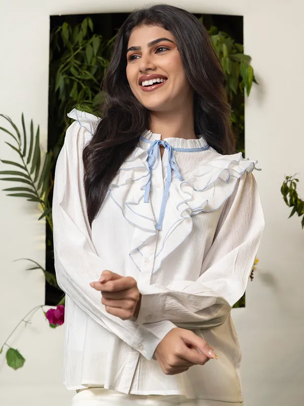 White silk top for women