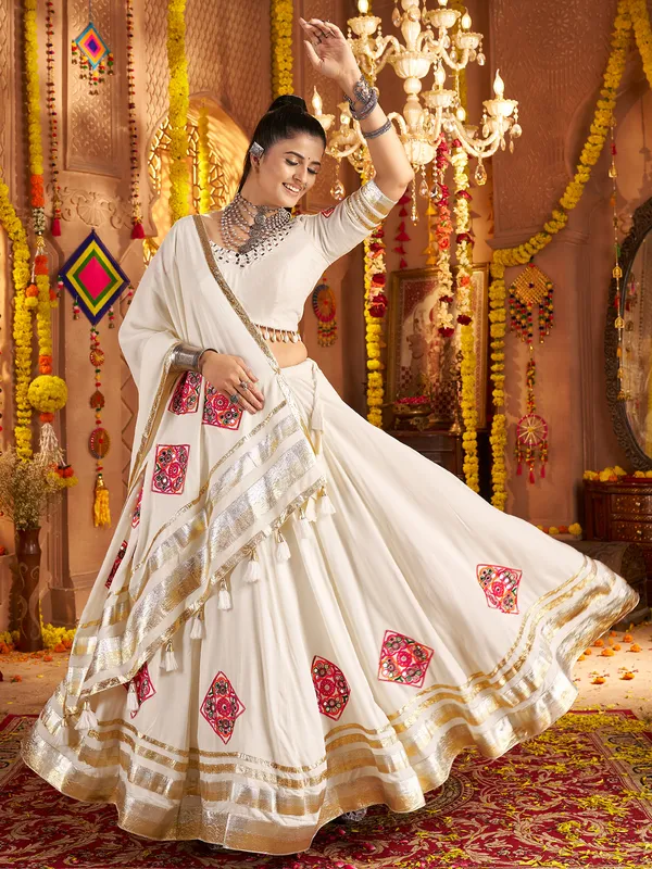 White viscose lehenga choli for navratri
