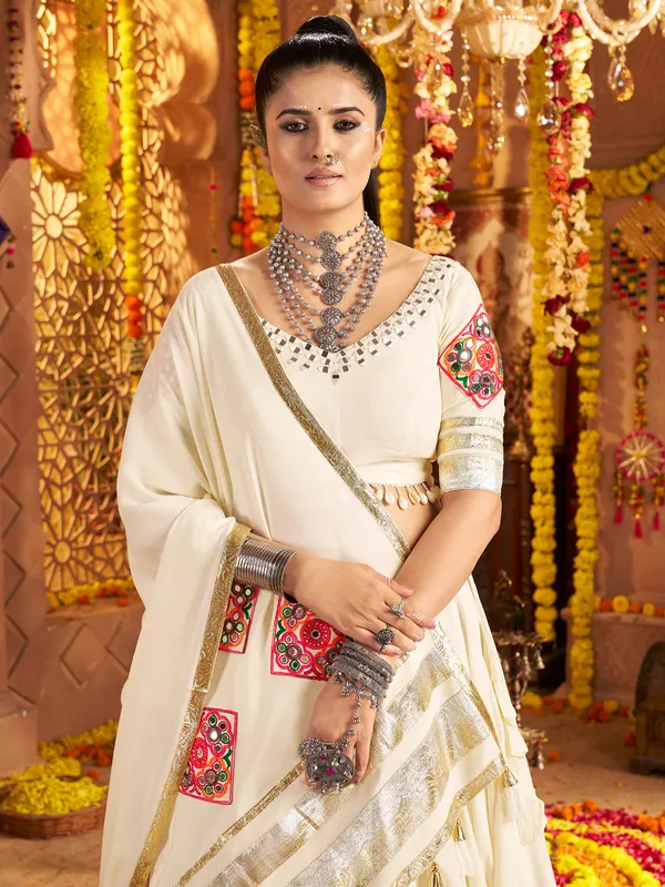 White viscose lehenga choli for navratri