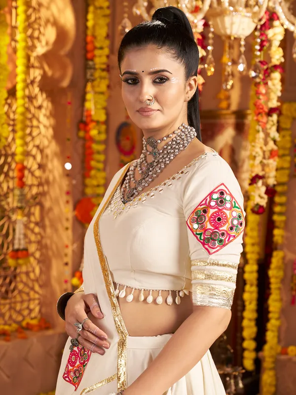 White viscose lehenga choli for navratri