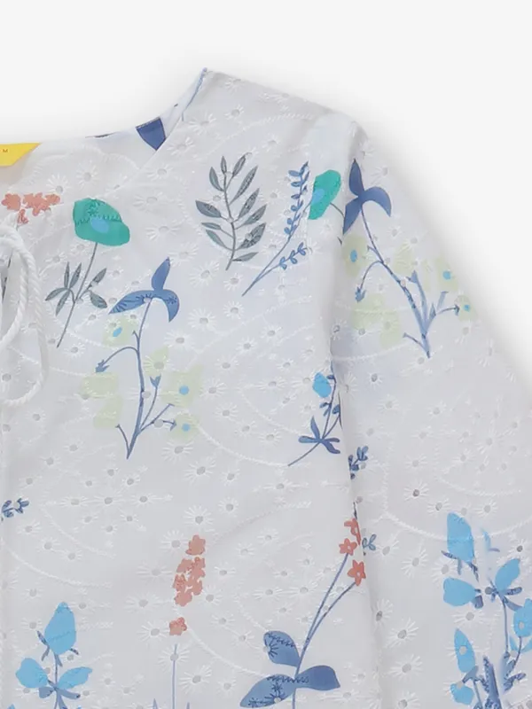 White women printed cotton top