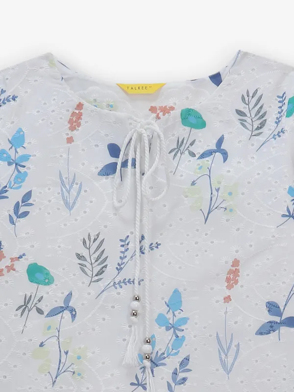 White women printed cotton top