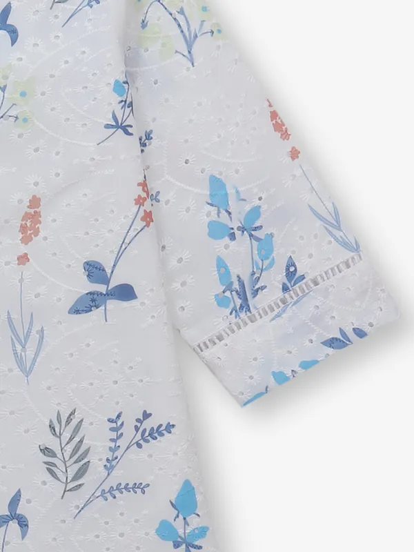 White women printed cotton top
