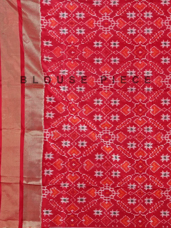 White zari weaving patola silk saree with prints