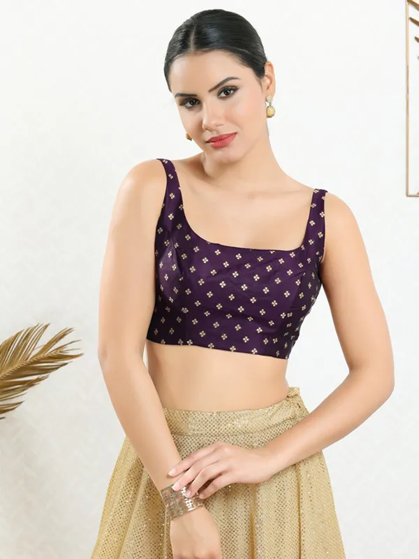 Wine art silk ready made blouse