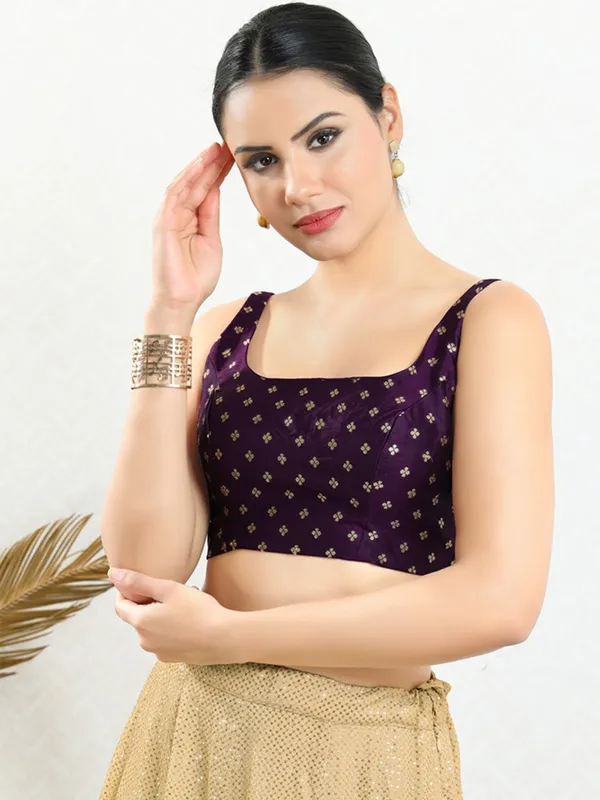 Wine art silk ready made blouse