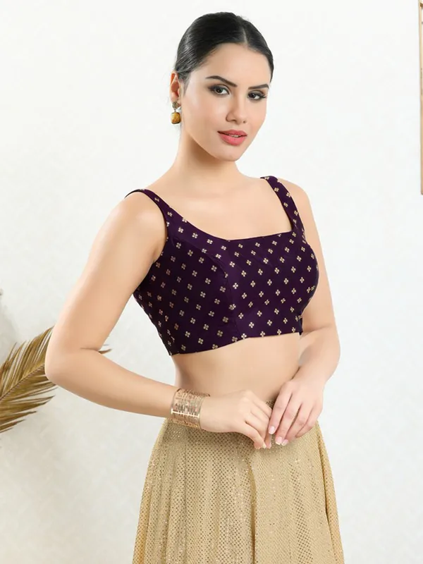 Wine art silk ready made blouse