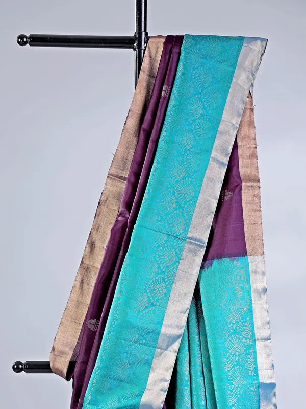 Wine banglori silk saree with luxurious zari weaving