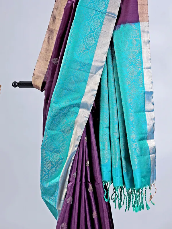 Wine banglori silk saree with luxurious zari weaving