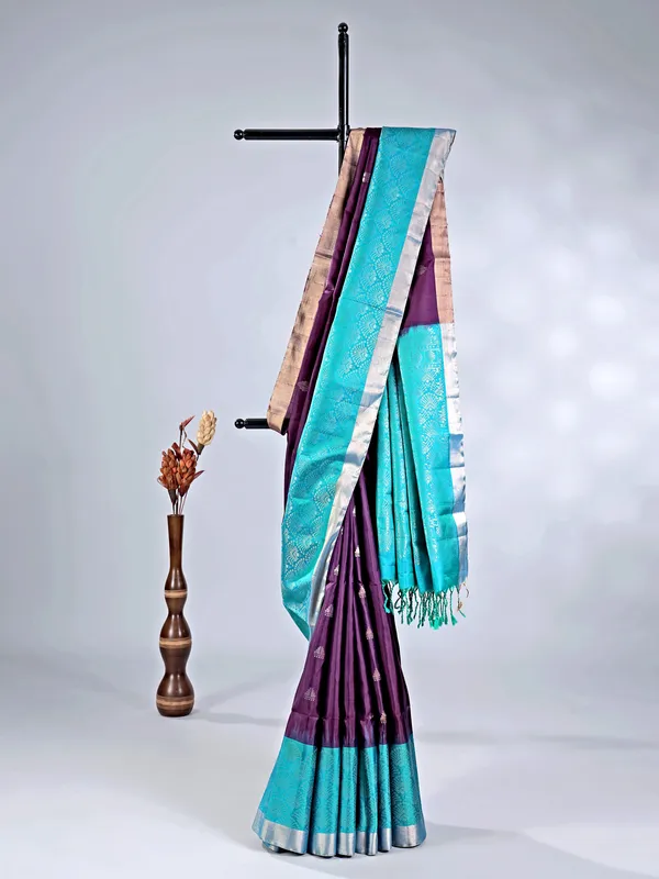 Wine banglori silk saree with luxurious zari weaving