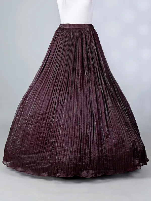 Wine chiffon lehenga choli with sequins detailing