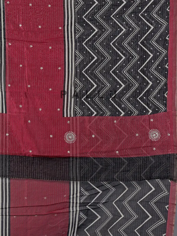 Wine cotton silk saree with resham elegance