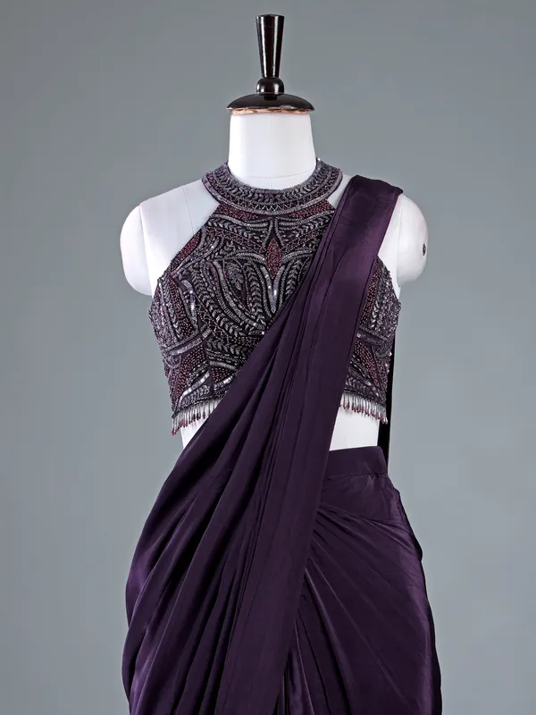 Wine designer saree for party wear for women