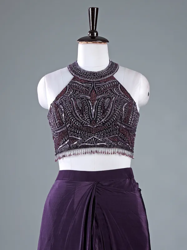 Wine designer saree for party wear for women