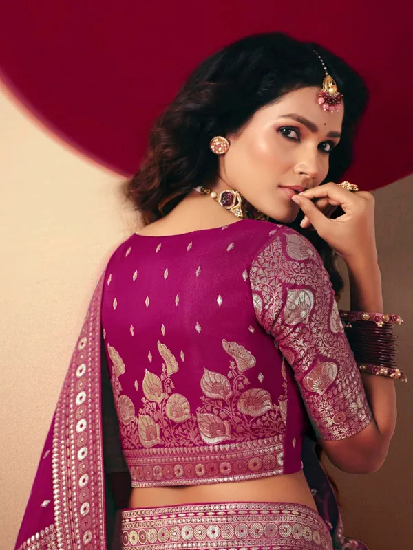 Wine  dola silk zari weaving saree