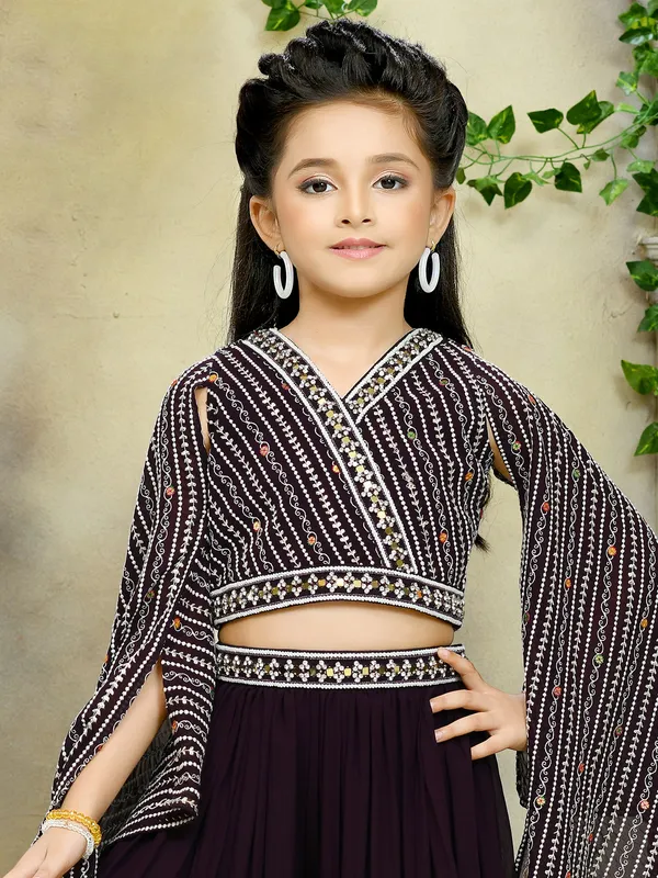 Wine georgette crop top with palazzo