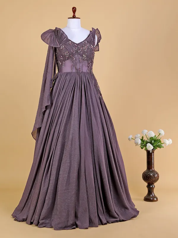 Wine georgette designer gown