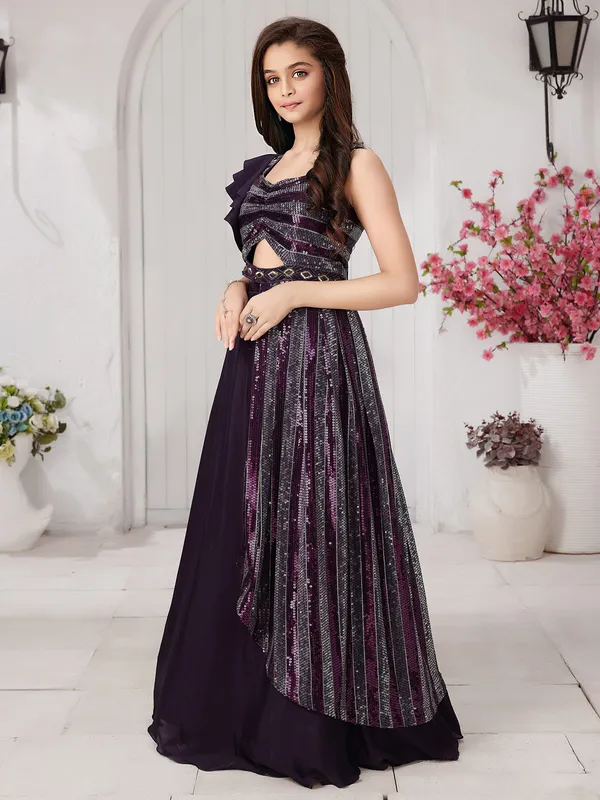 Wine georgette designer lehenga choli