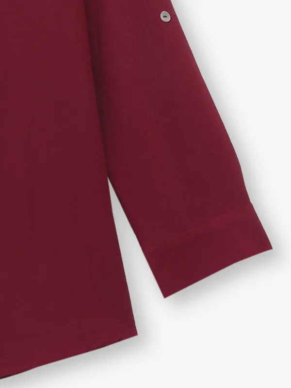 Wine georgette plain V neck top