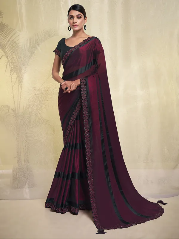 Wine georgette texture saree