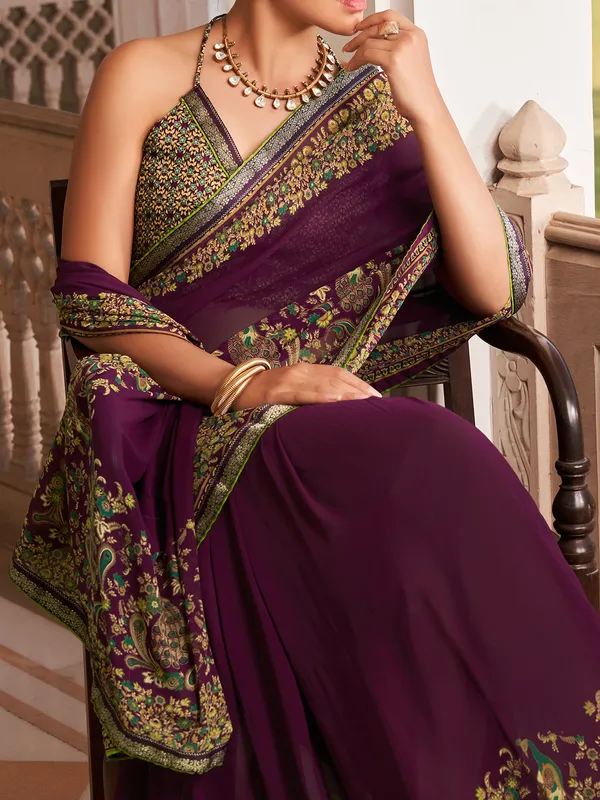 Wine georgtte saree for party