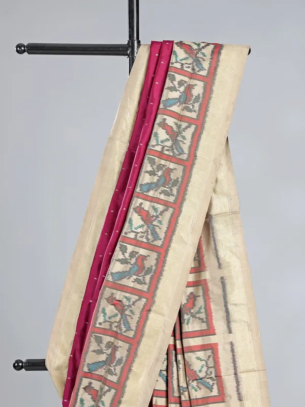 Wine printed hyderabadi silk saree for festive