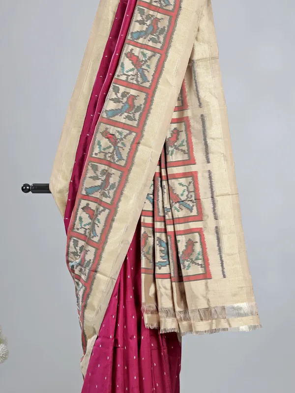Wine printed hyderabadi silk saree for festive