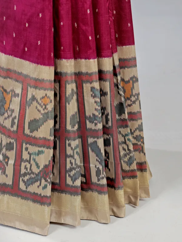 Wine printed hyderabadi silk saree for festive