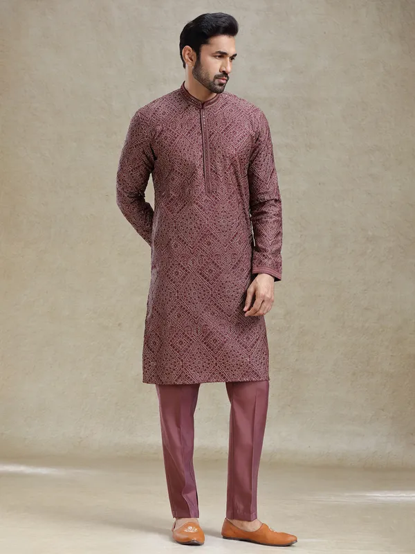 Wine kurta set for ethereal charming look
