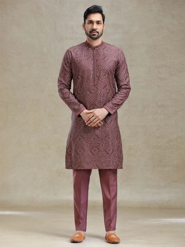 Wine kurta set for ethereal charming look