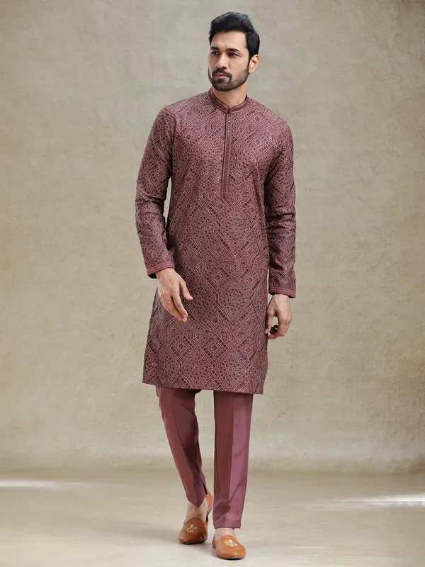 Wine kurta set for ethereal charming look
