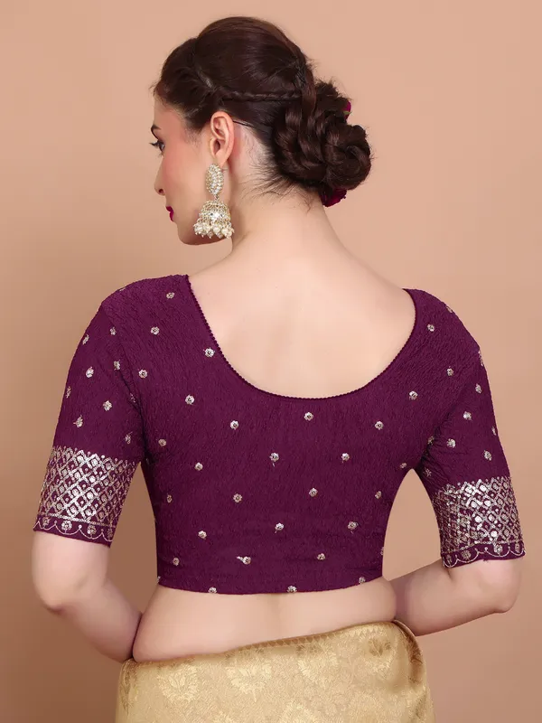 Wine lycra strechable sequins work ready made blouse