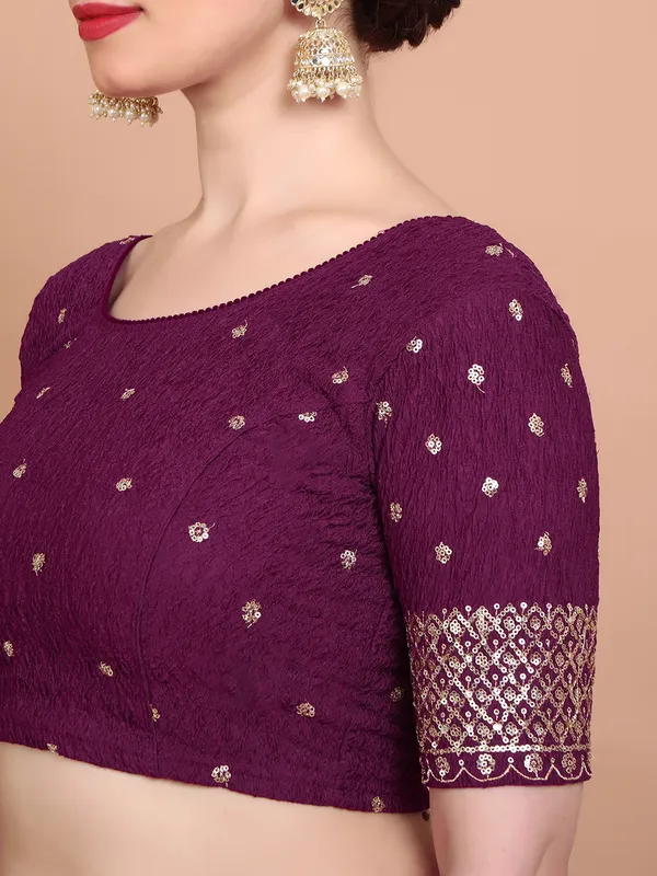 Wine lycra strechable sequins work ready made blouse