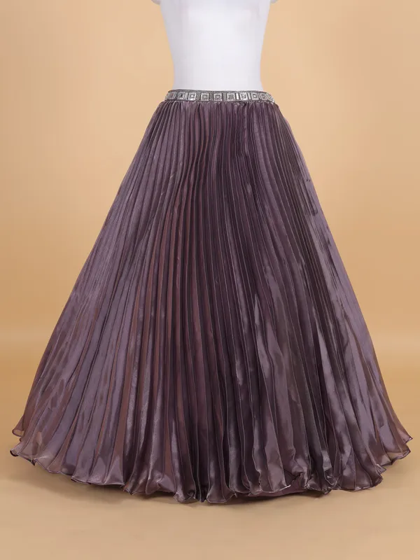 Wine organza lehenga choli for wedding