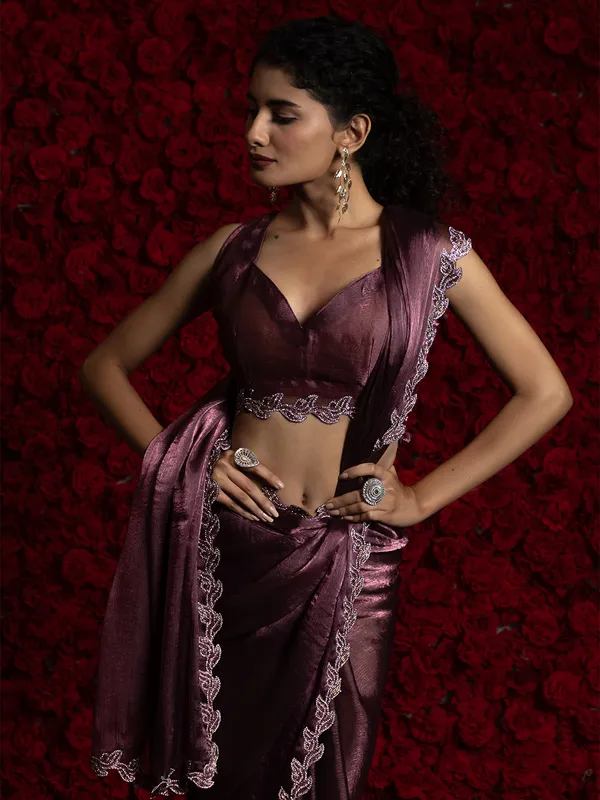 Wine pary wear chiffon saree