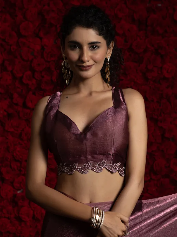 Wine pary wear chiffon saree