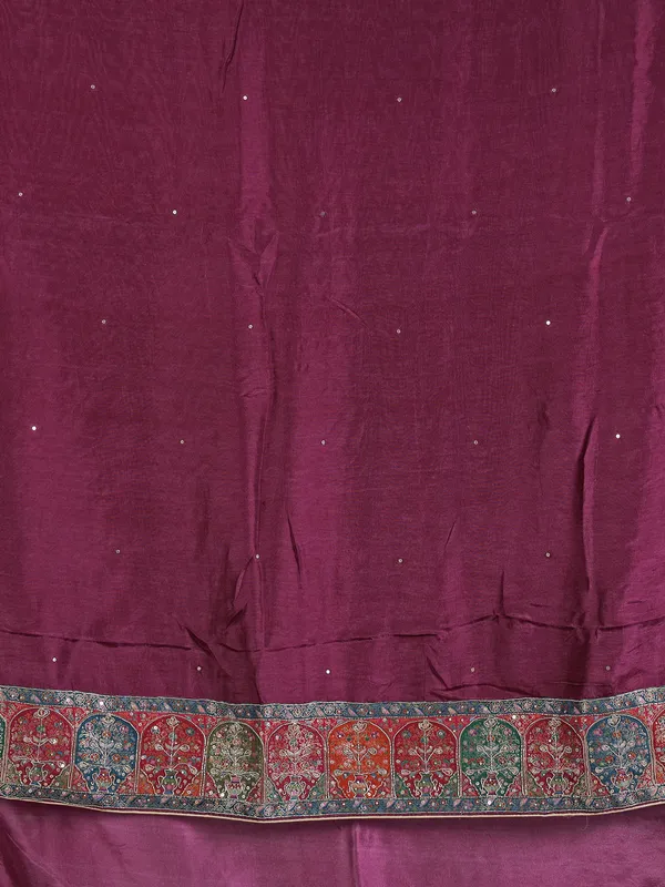 Wine pashmina silk saree for wedding events