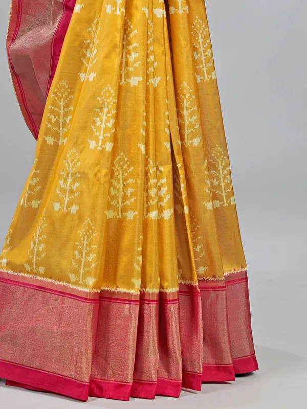 Yellow patola silk saree for festival wear