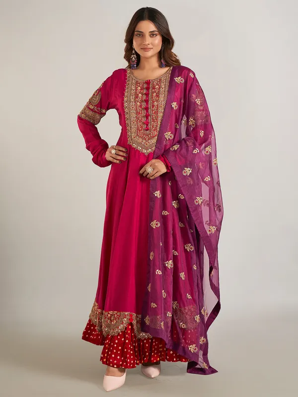 Wine raw silk wedding wear designer suit