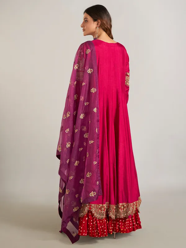 Wine raw silk wedding wear designer suit