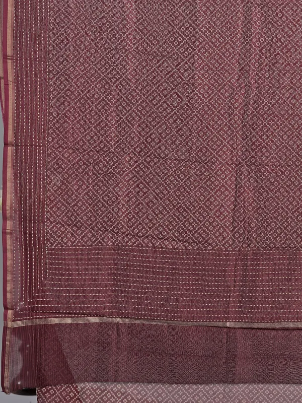 Wine semi cotton saree with thread detailing