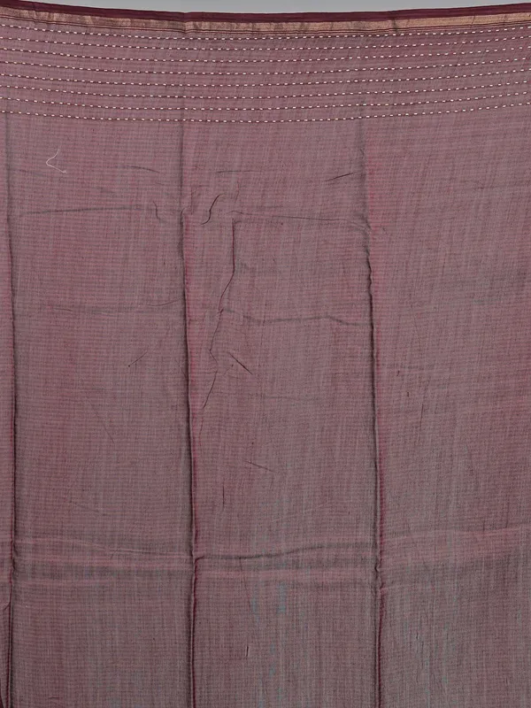 Wine semi cotton saree with thread detailing