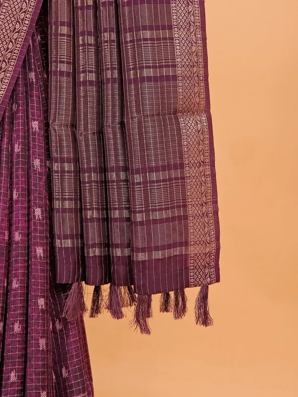 Wine semi dola silk festive wear saree