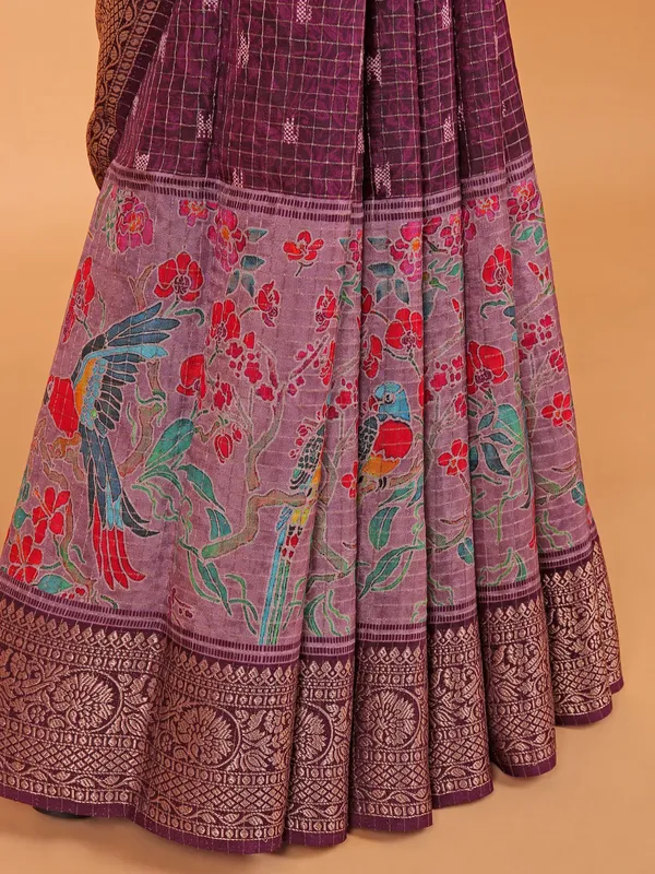 Wine semi dola silk festive wear saree