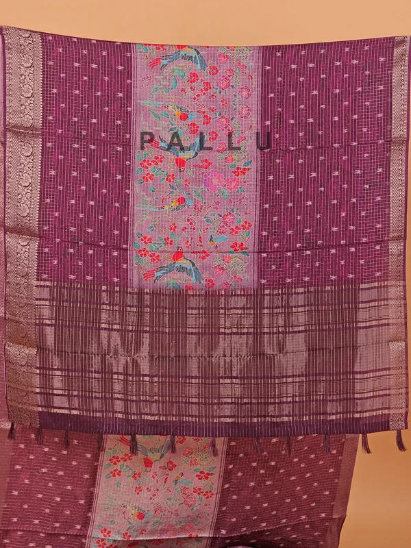 Wine semi dola silk festive wear saree