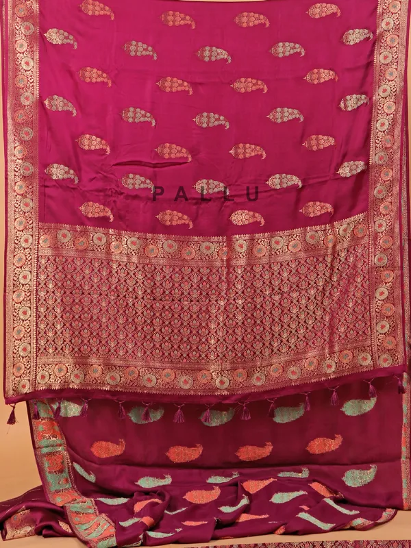Wine semi silk saree for women