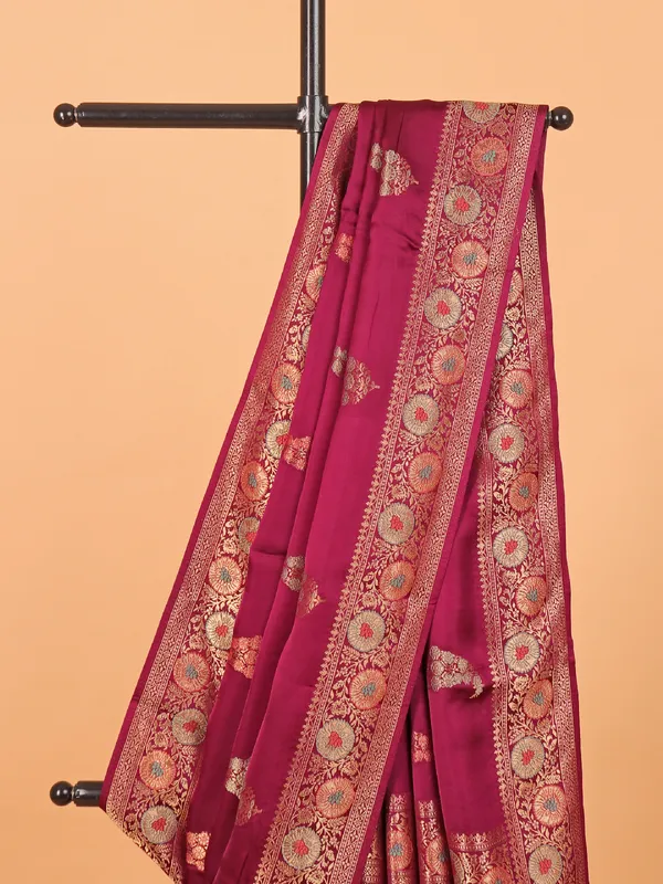 Wine semi silk saree for women