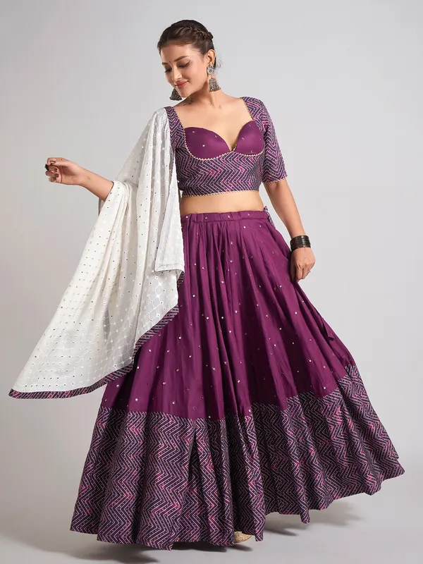 Wine silk gota weaving chaniya Choli